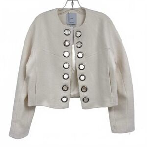 Mango Cream Tweed Grommet Jacket | Regular M Women’s Coat